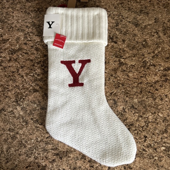 Wondershop Other - Wondershop Letter Y Red Monogram Full Size White Knit Christmas‎ Stocking